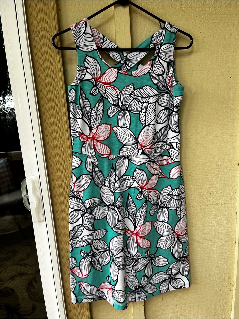 T by Talbots Petite Criss Cross Neck Floral Knit Sundress w/ Pockets size P